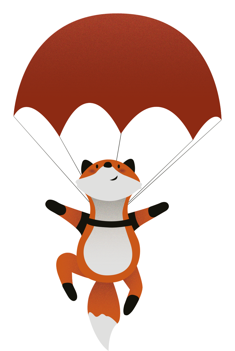 KLiKi-Fuchs schwebt mit Fallschirm herein